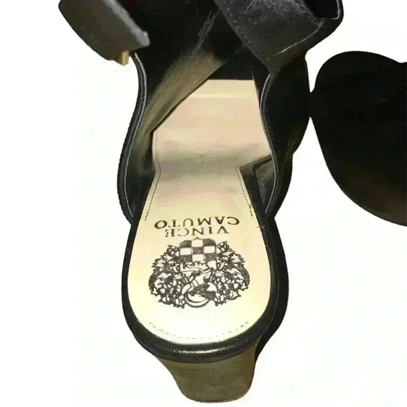 Vince Camuto Like New Black Cellia Leather Slingback Opened Peep Toe Heels 11M - Picture 10 of 16